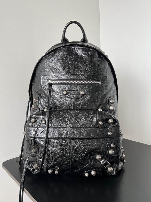 Balenciaga Le Cagole Studded Backpack in Black Crinkled Leather