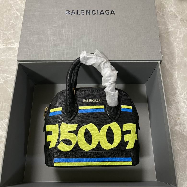 Balenciaga Ville XXS Top-Handle Bag in Black Leather with Yellow 75007 Print