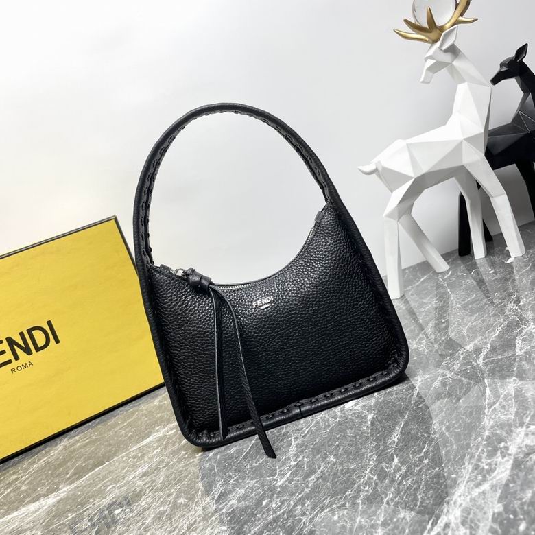 Fendi Fendessence Hobo Shoulder Bag in Black Pebbled Leather