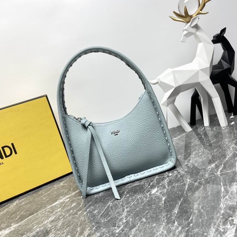 Fendi Fendessence Hobo Shoulder Bag in Light Blue Grained Leather