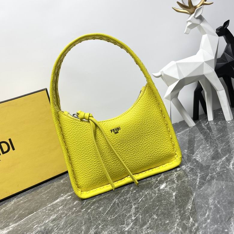 Fendi Fendessence Mini Hobo Shoulder Bag in Yellow Grained Leather
