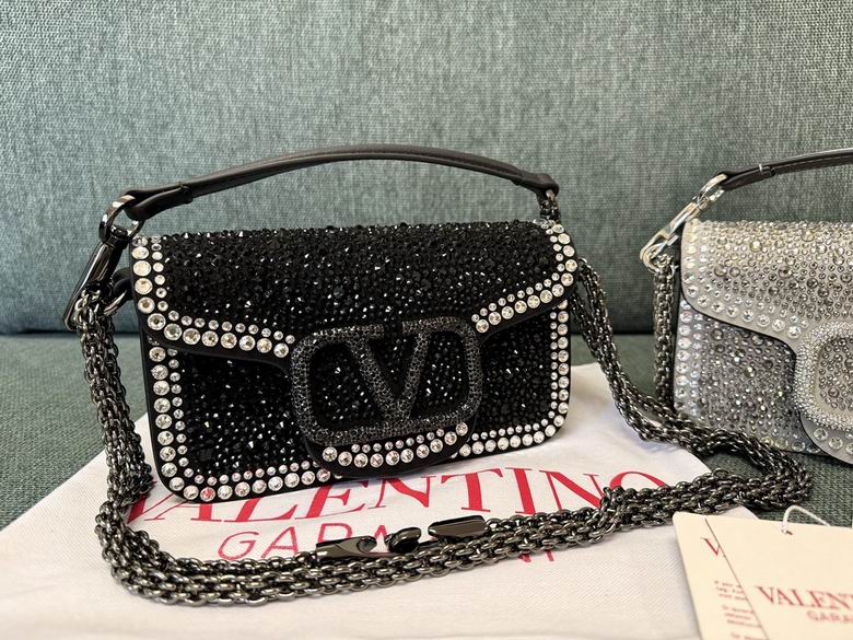 Valentino Locò Small Crystal-Embellished Shoulder Bag in Black
