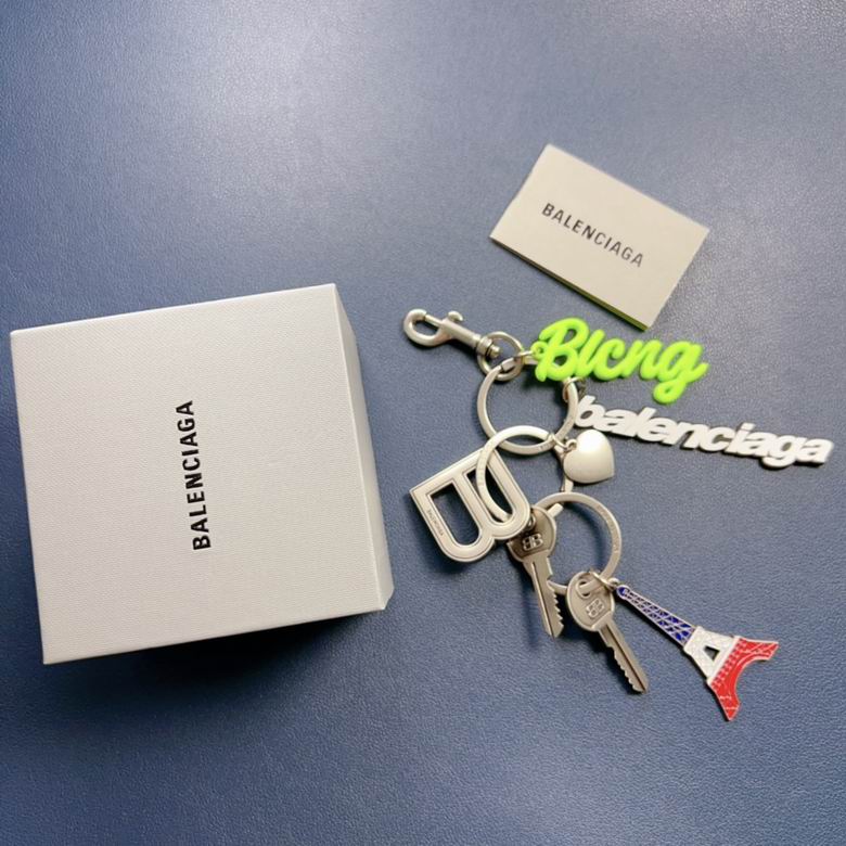 Balenciaga Multi-Charm Key Ring with Eiffel Tower, Keys and Logo Charms