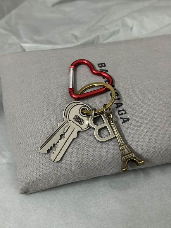 Balenciaga Keyring with Heart Carabiner, Keys, BB Charm and Eiffel Tower Charm