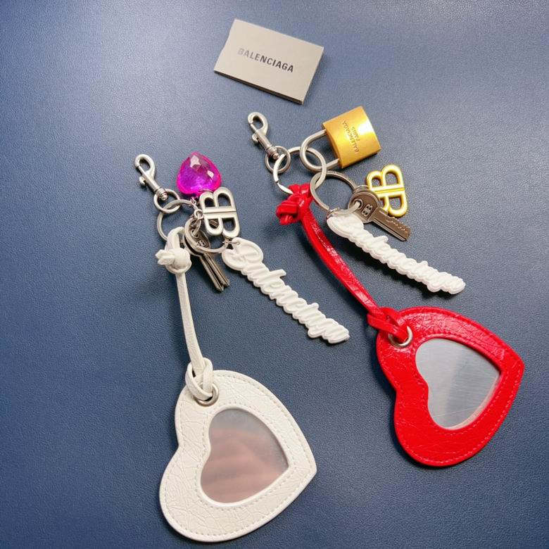 Balenciaga Heart Mirror Keychain Bag Charm with BB Logo and Padlock