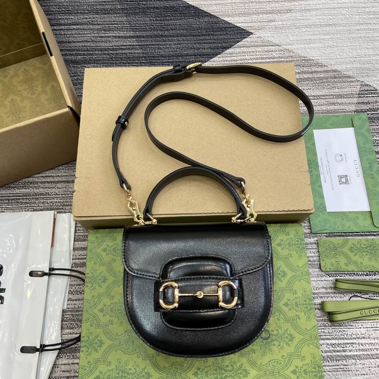 Gucci Horsebit 1955 Mini Top-Handle Bag in Black Leather with Gold Hardware