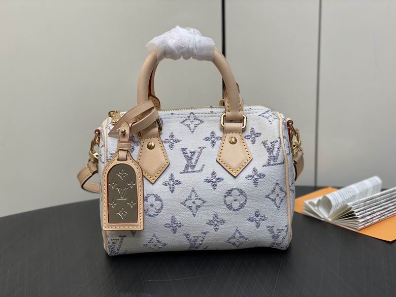 Louis Vuitton Speedy Bandoulière 20 Bag in Blue-Gray Monogram Denim Jacquard