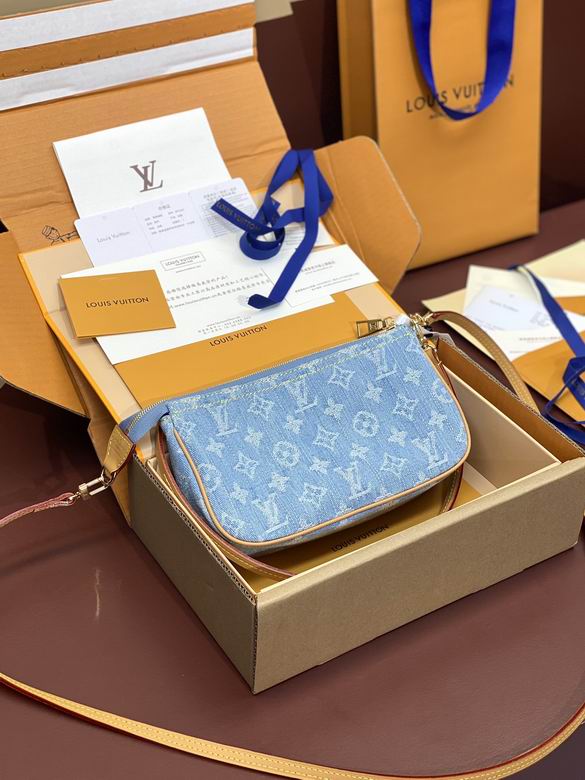 Louis Vuitton Pochette Accessoires Pouch in Blue Monogram Denim
