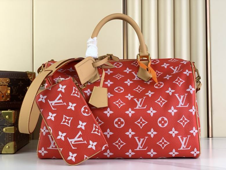 Louis Vuitton Speedy Bandoulière 40 Travel Bag in Red Monogram Print Leather