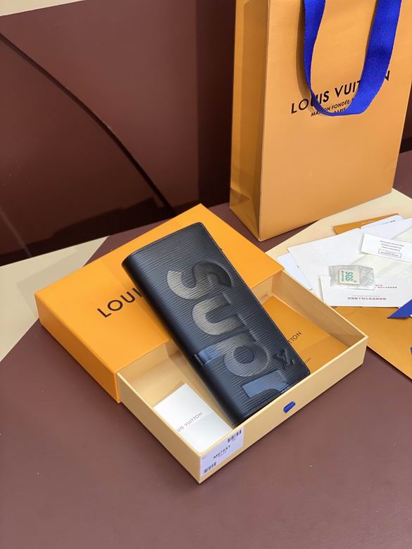Louis Vuitton Brazza Long Wallet in Black Epi Leather with Oversized Logo Print