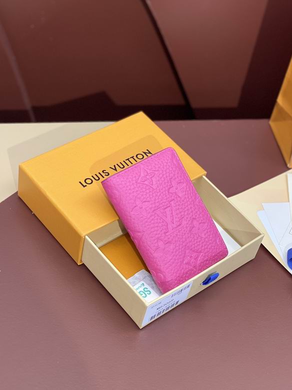Louis Vuitton Pocket Organizer Card Holder in Pink Embossed Monogram Leather