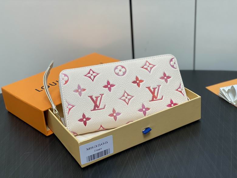 Louis Vuitton Zippy Long Wallet in Cream Monogram Empreinte Leather, Pink Print
