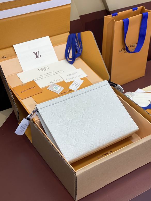 Louis Vuitton Pochette Voyage MM Zip Pouch in White Monogram Taurillon Leather