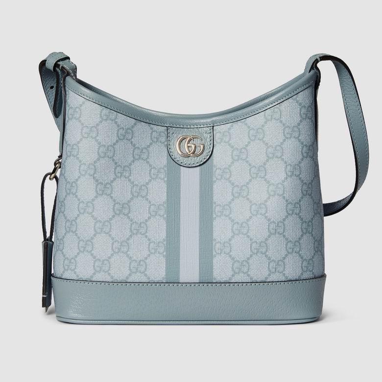 Gucci Ophidia Small Shoulder Bag in Light Blue GG Supreme Canvas