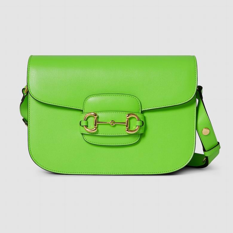 Gucci Horsebit 1955 Small Shoulder Bag in Neon Green Leather