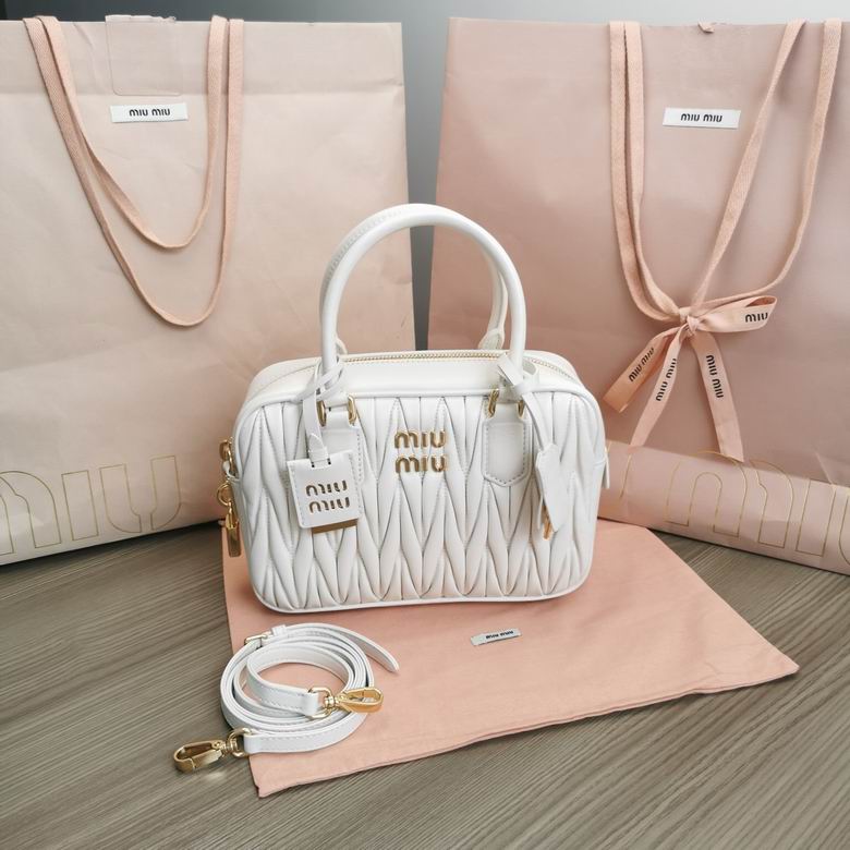 Miu Miu Arcadie Top-Handle Bag in White Matelassé Nappa Leather