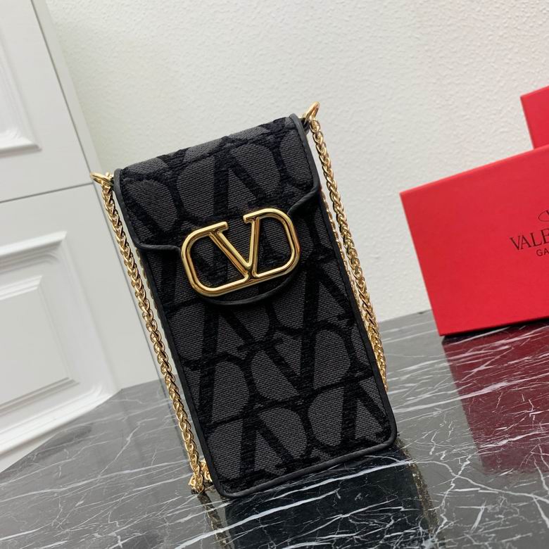 Valentino Garavani Locò Phone Crossbody Bag in Black Toile Iconographe