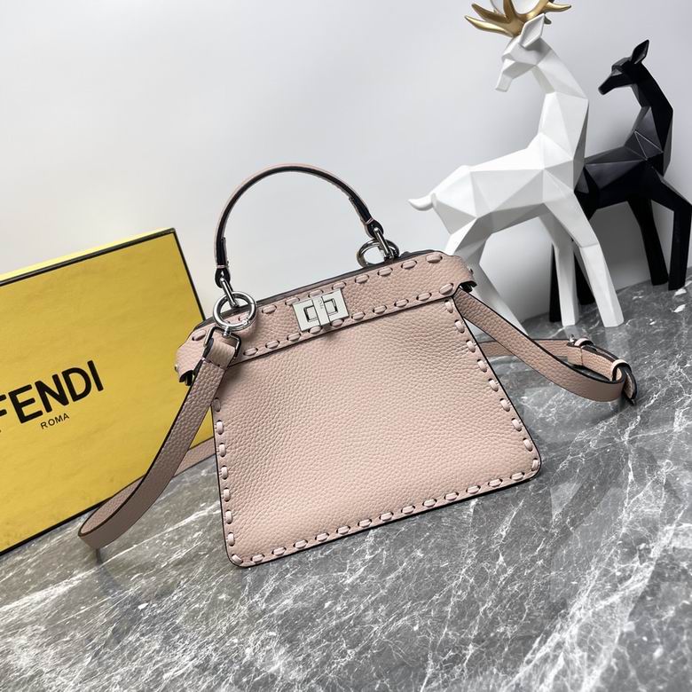 Fendi Peekaboo ISeeU Petite Selleria Top-Handle Bag in Blush Pink Leather