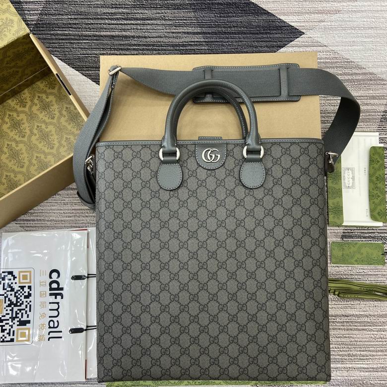 Gucci Ophidia Medium Tote Bag in Grey GG Supreme Canvas with Shoulder Strap