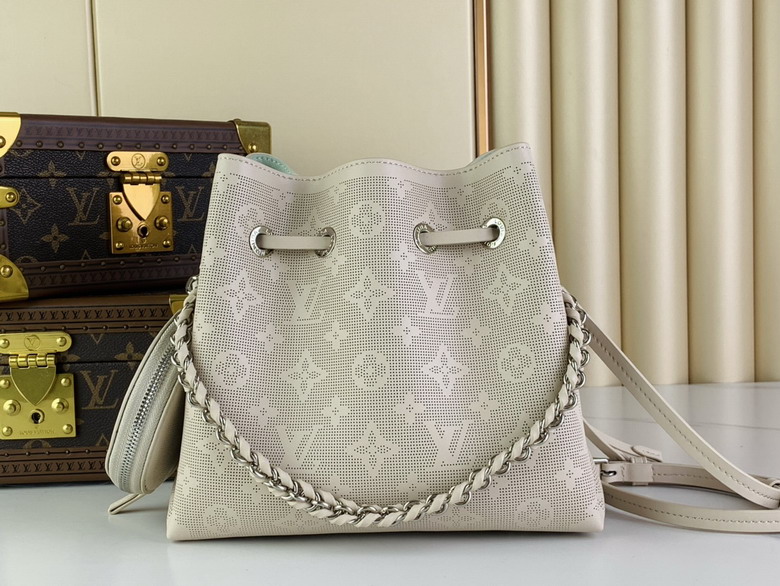 Louis Vuitton Bella Bucket Bag in Cream Perforated Monogram Mahina Leather
