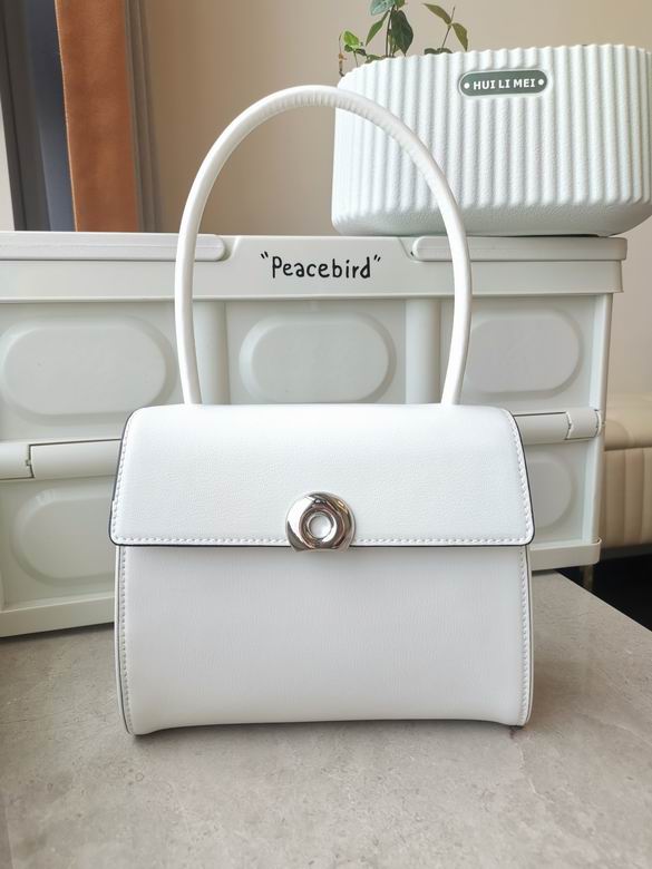 Tory Burch Top-Handle Flap Bag in White Smooth Leather with Silver Twist Clasp