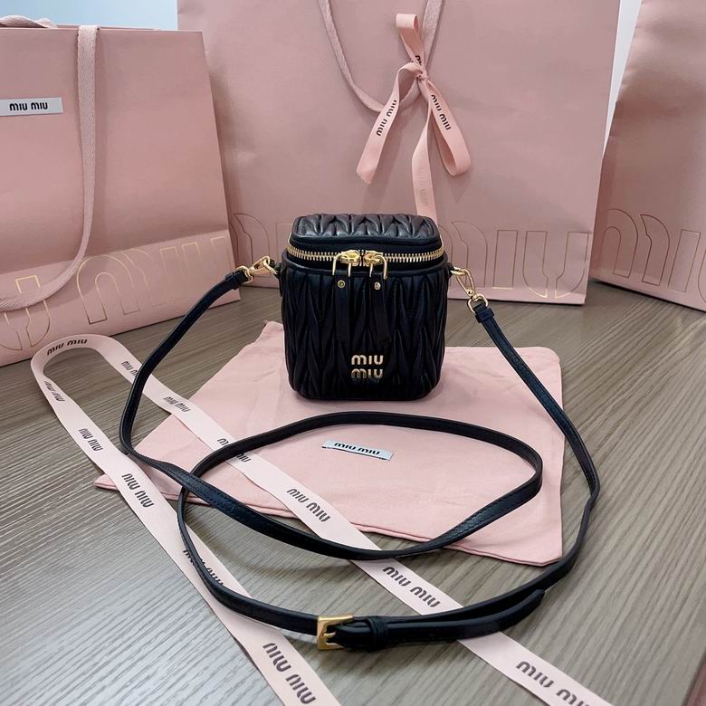 Miu Miu Matelassé Mini Vanity Crossbody Bag in Black Nappa Leather
