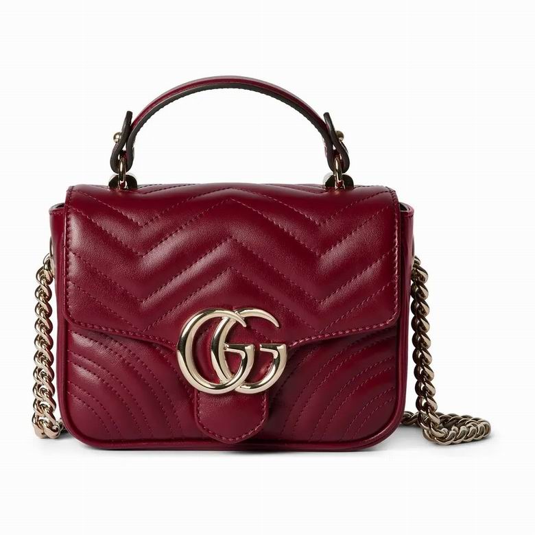 Gucci GG Marmont Mini Top-Handle Bag in Burgundy Matelassé Leather
