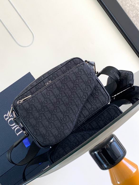 Dior Saddle Zip Pouch Crossbody Bag in Black Oblique Jacquard