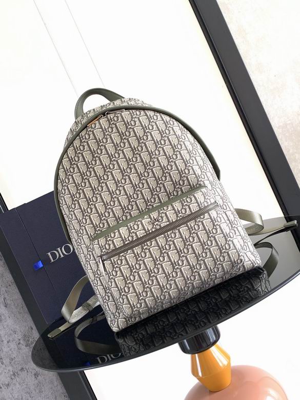 Dior Rider Backpack in Khaki Beige Oblique Jacquard with Leather Trim