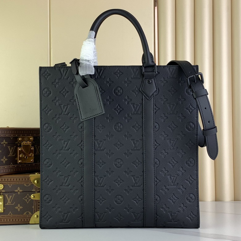 Louis Vuitton Sac Plat Tote in Black Monogram Embossed Leather