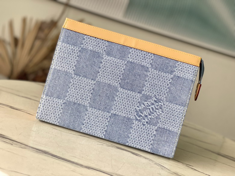 Louis Vuitton Pochette Voyage MM Pouch in Blue Damier Denim Canvas