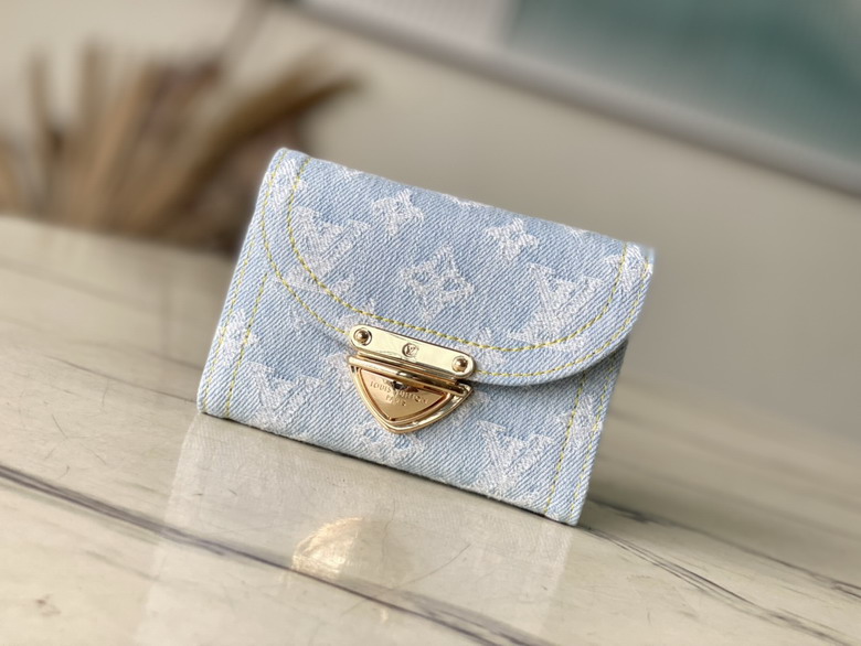 Louis Vuitton Victorine Compact Wallet in Light Blue Monogram Denim