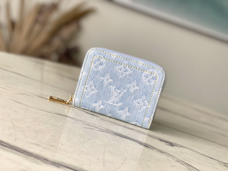 Louis Vuitton Zippy Coin Purse in Light Blue Monogram Denim