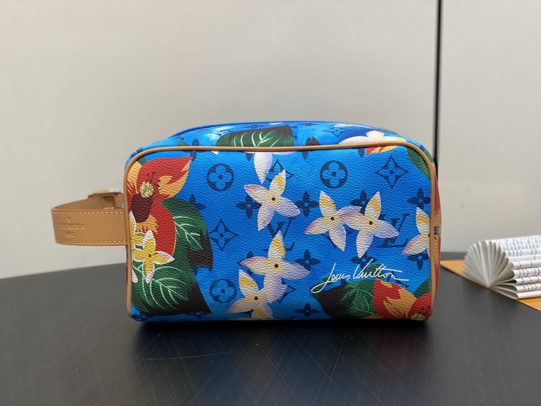 Louis Vuitton Dopp Kit Toiletry Pouch in Blue Monogram Floral Print Canvas