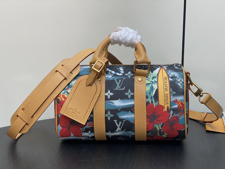Louis Vuitton Keepall 25 Bandoulière Duffle Bag in Floral Surf Monogram Canvas