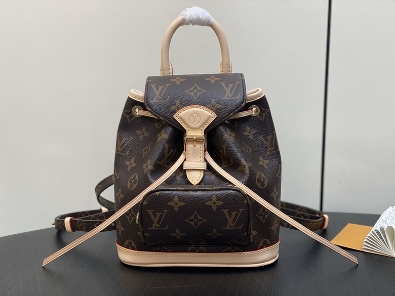 Louis Vuitton Montsouris PM Backpack in Monogram Canvas with Natural Leather Trim