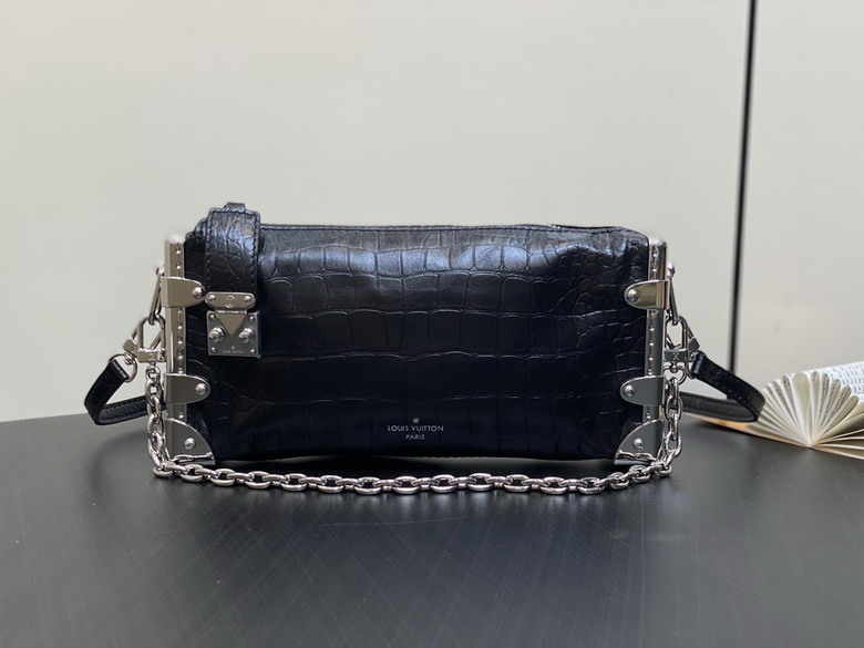 Louis Vuitton Side Trunk PM Shoulder Bag in Black Crocodile-Embossed Leather