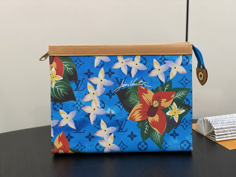 Louis Vuitton Pochette Voyage MM Pouch in Blue Floral Monogram Canvas