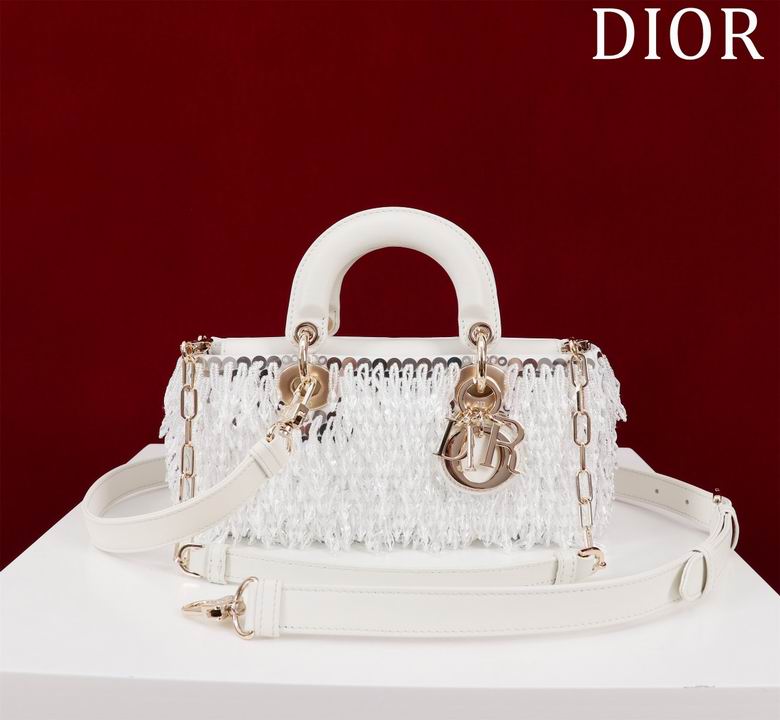Christian Dior Lady D-Joy Micro Bag in White with Crystal Bead Fringe