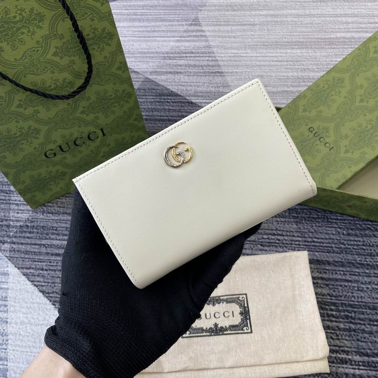 Gucci GG Marmont Medium Bifold Wallet in White Smooth Leather