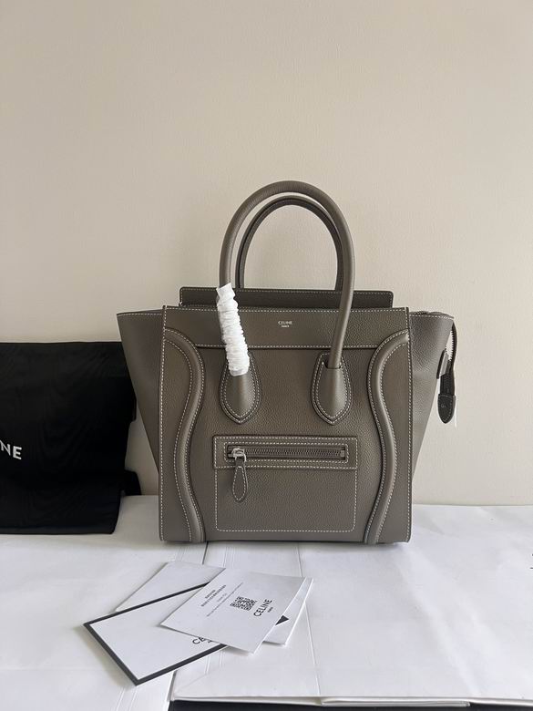 Celine Luggage Micro Tote Bag in Taupe Grey Grained Leather