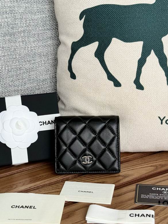 Chanel Classic Small Flap Wallet in Black Quilted Lambskin with Silver CC Logo