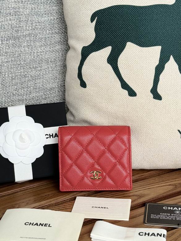 Chanel Classic Small Flap Wallet in Red Quilted Grained Leather with Gold CC