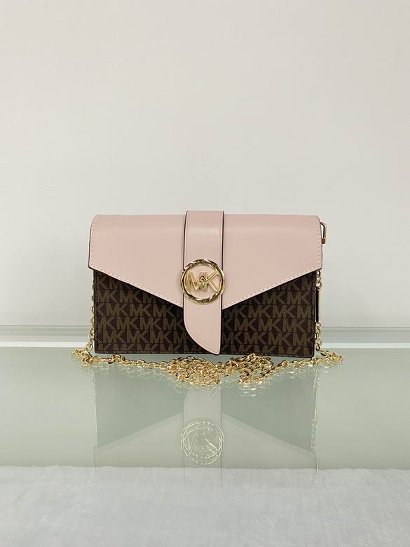 Michael Kors Greenwich Chain Crossbody Bag in Brown Logo and Blush Pink