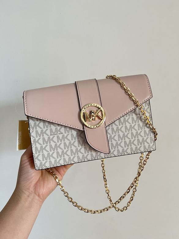 Michael Kors Greenwich Chain Crossbody Bag in Pink and Vanilla MK Signature