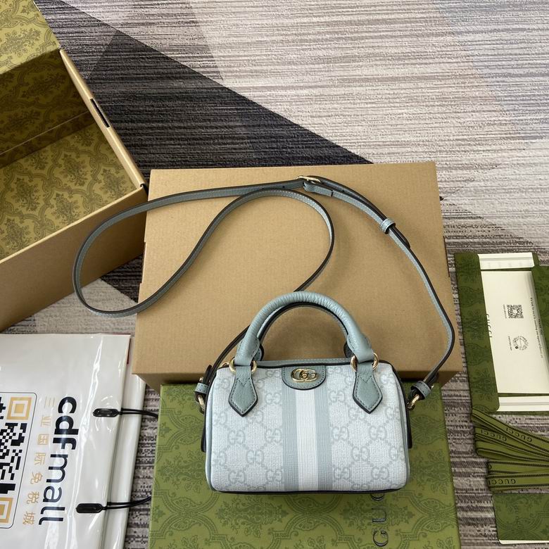 Gucci Ophidia GG Mini Top-Handle Bag in Light Blue GG Supreme Canvas