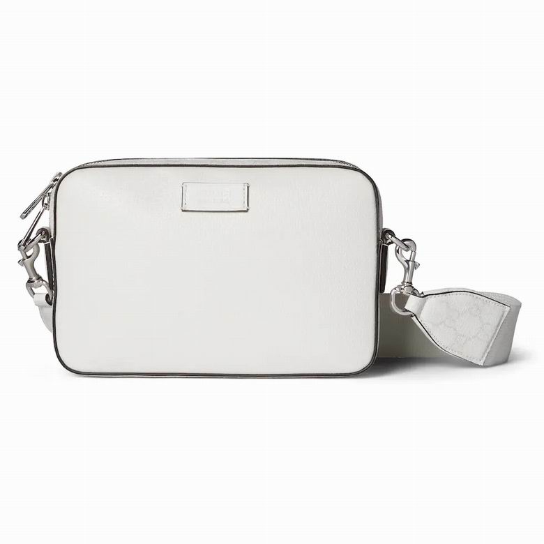 Gucci Rectangular Camera-Style Crossbody Bag in White Leather with GG Strap