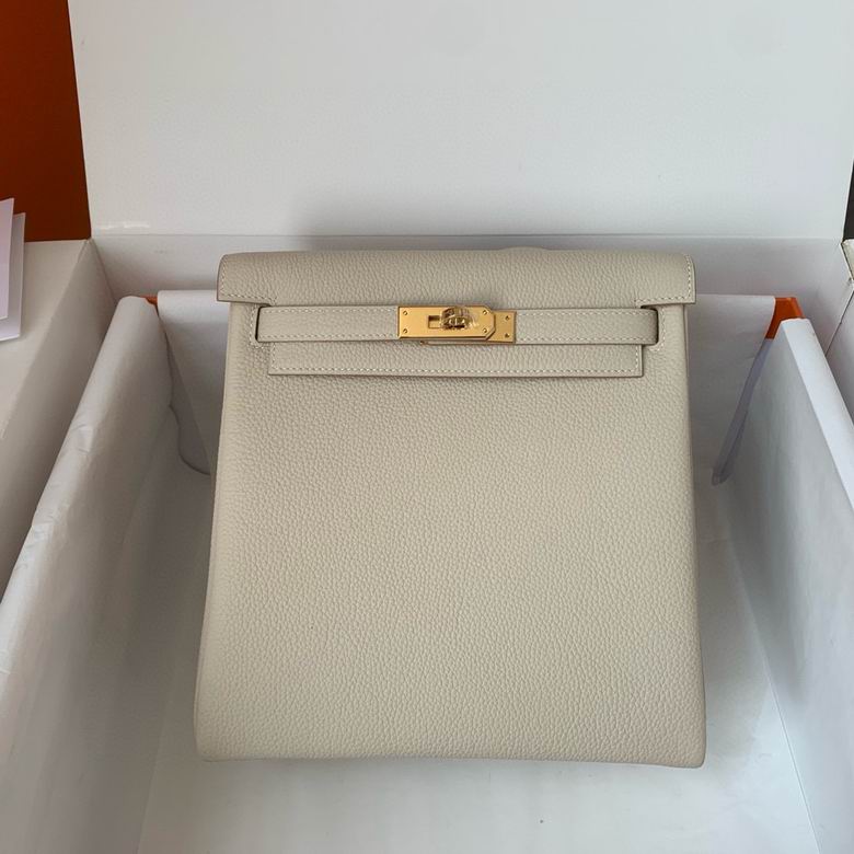 Hermès Kelly Ado 22 Backpack in Cream Togo Leather with Gold Hardware