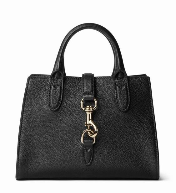 Gucci Jackie Notte Small Top-Handle Bag in Black Grained Leather