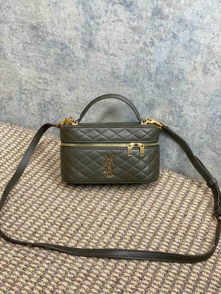 Saint Laurent Gaby Mini Vanity Bag in Olive Green Quilted Leather